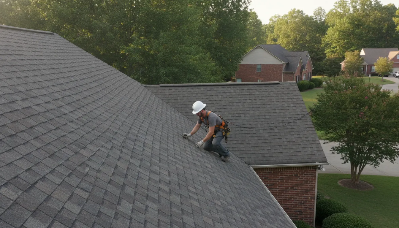 Dimensional asphalt shingles on a Georgia home roof