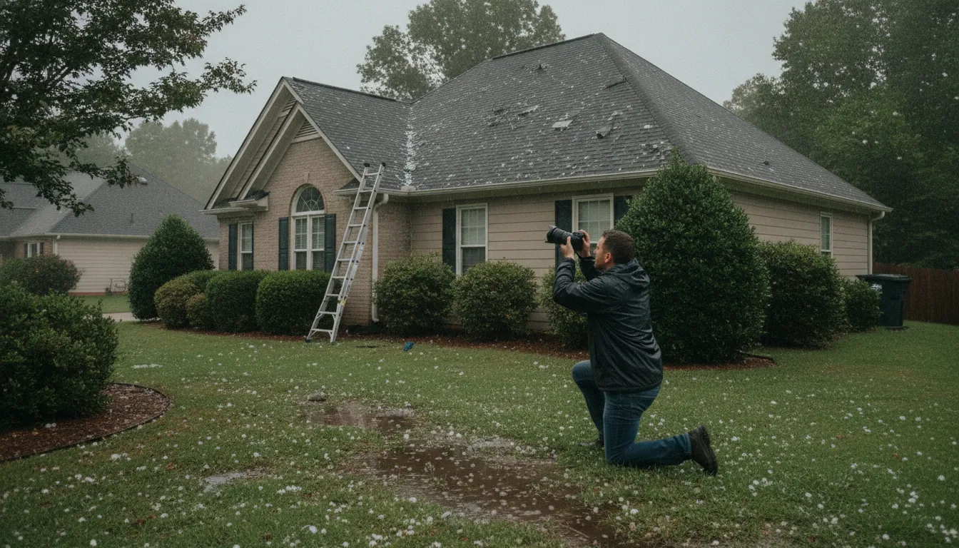 Georgia homeowner documenting possible hail damage from the ground