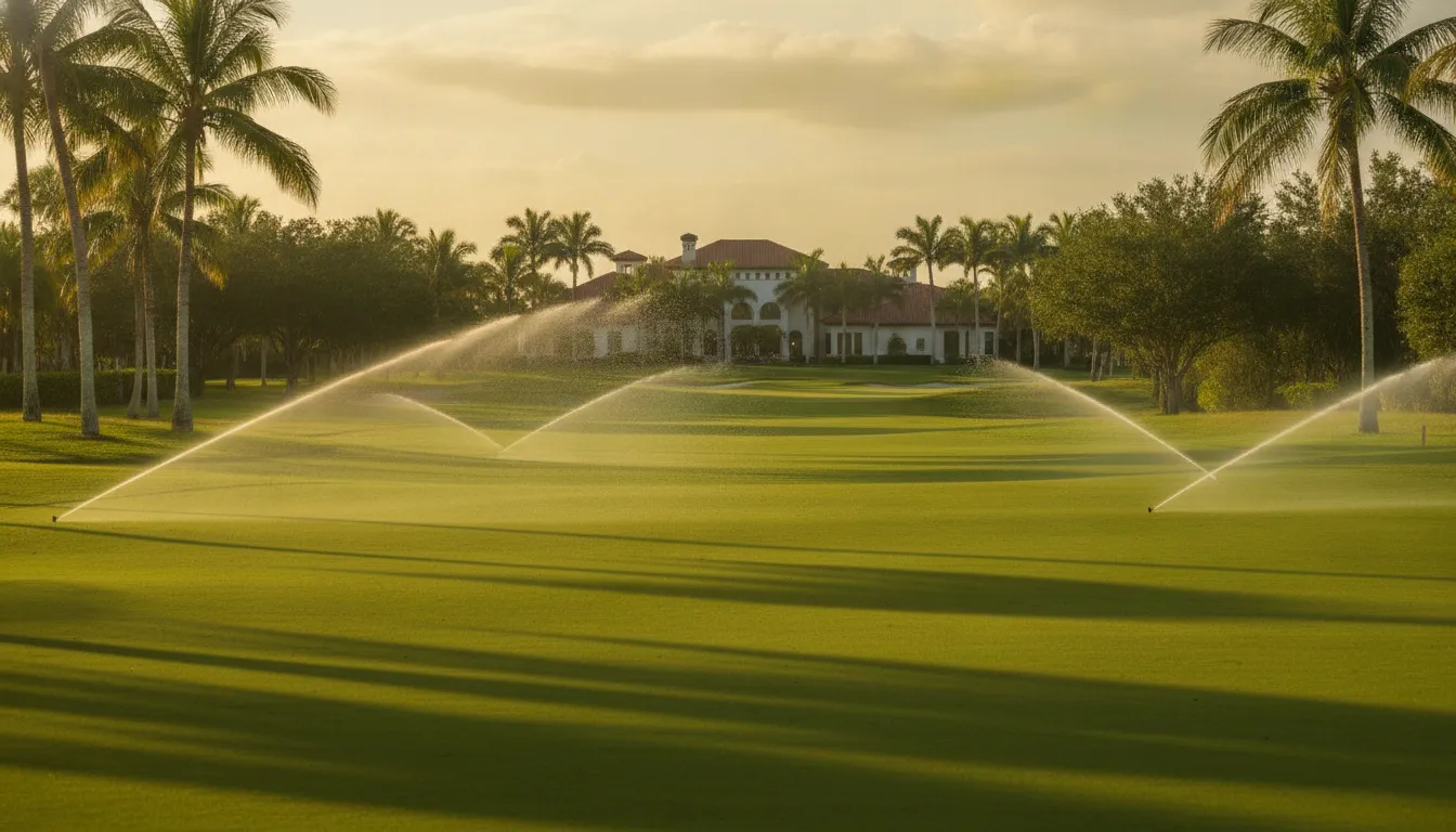 Florida golf course fairway with palm trees