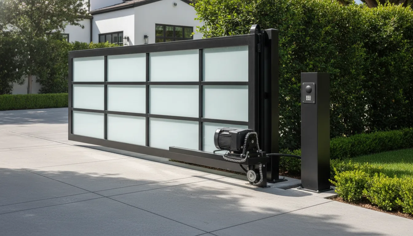 Access control equipment and chain-drive gate operator at a gated property