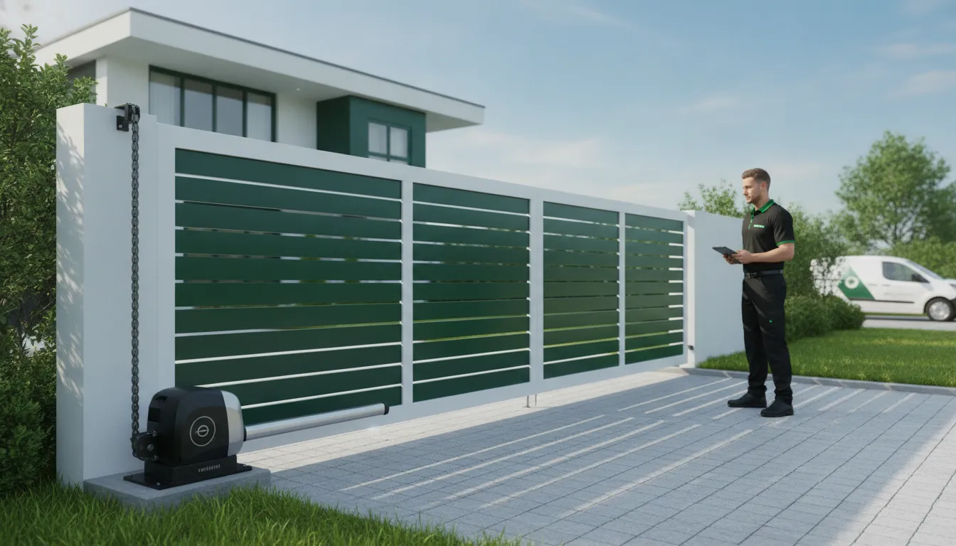 Chain-drive electric gate operator on an existing sliding gate