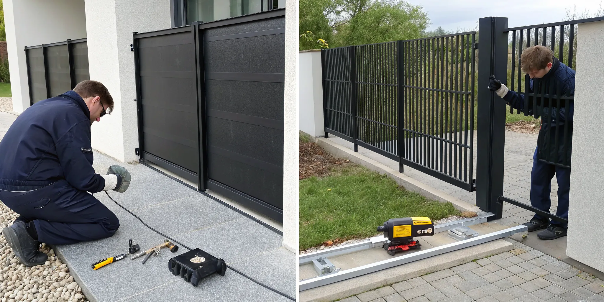 Installing a gate motor and aligning the rack on a sliding gate.