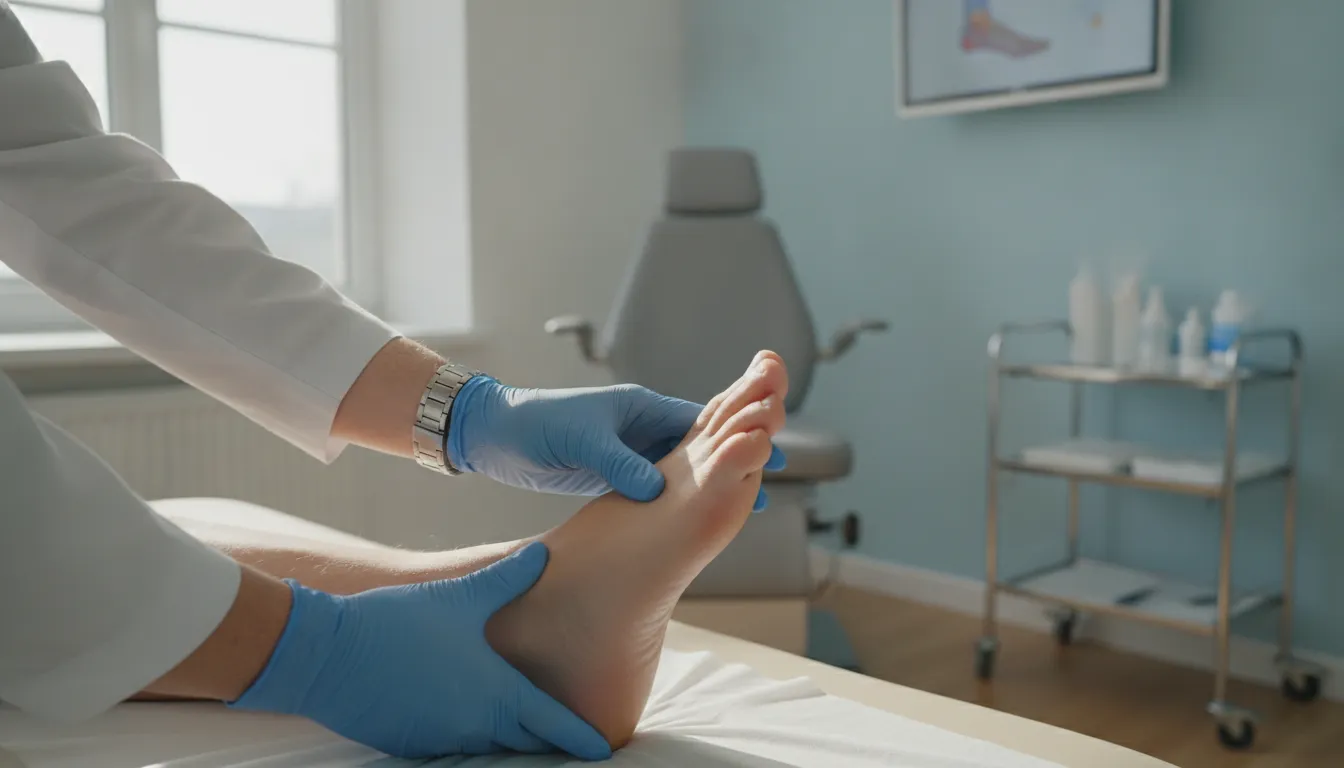 Podiatrist evaluating bunion pain at the big toe joint