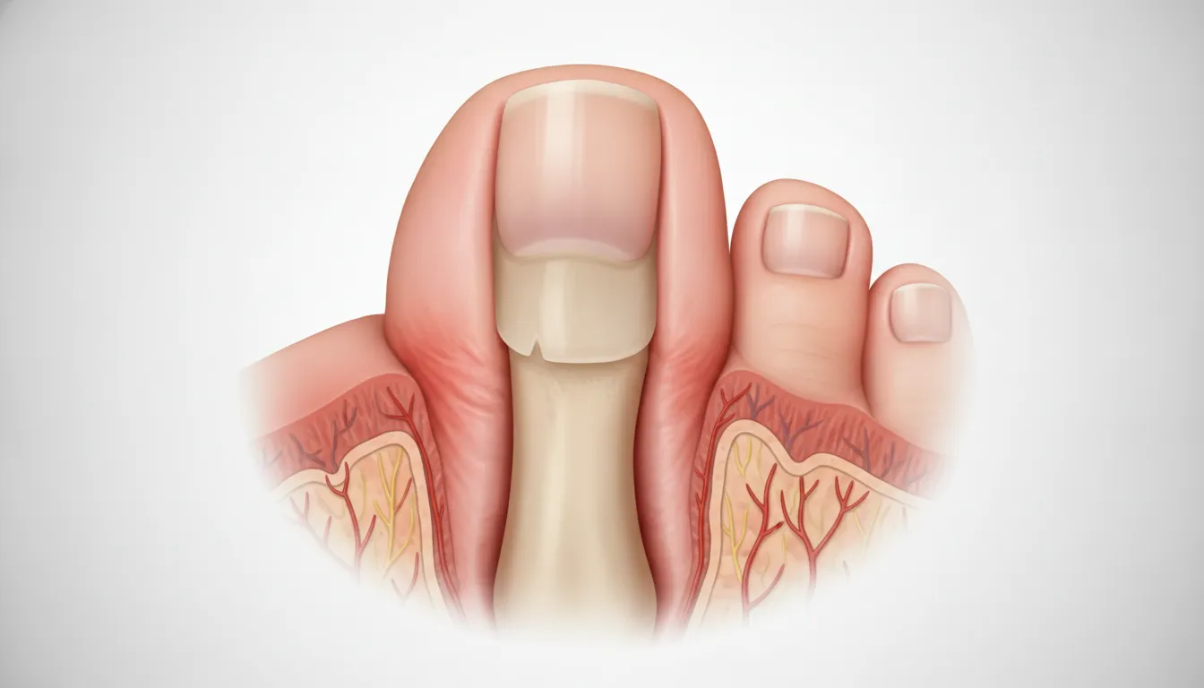Anatomy of a big toe with an ingrown nail edge