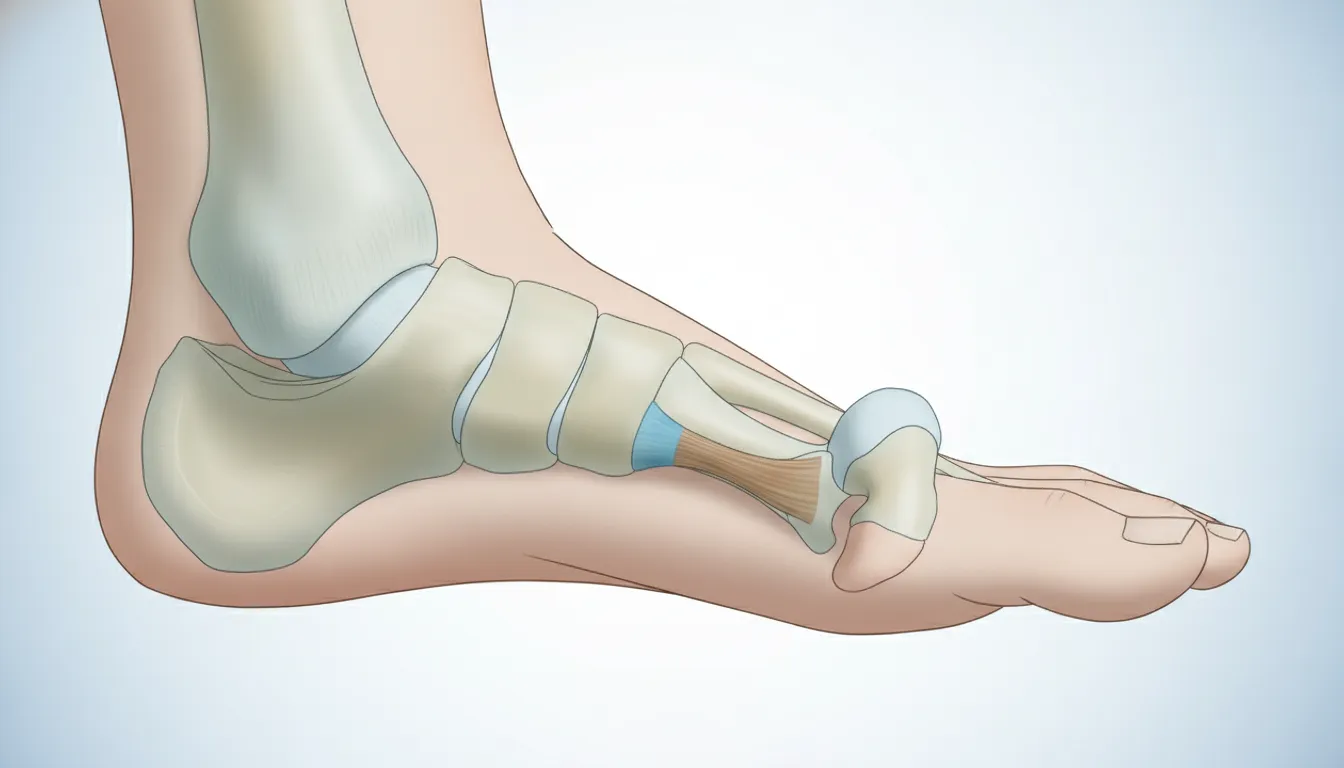 Illustration of lesser-toe anatomy and hammertoe positioning