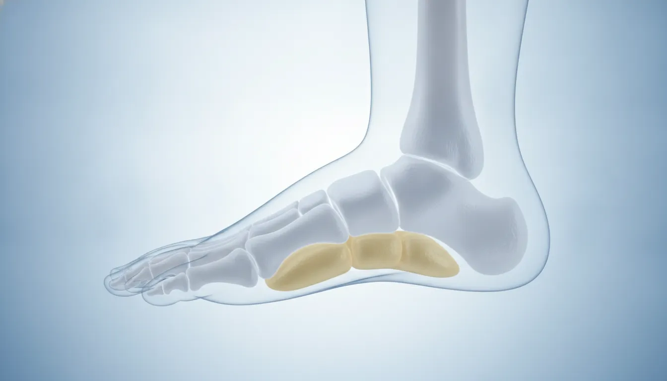 Pedal fat pad medical illustration showing natural heel cushioning