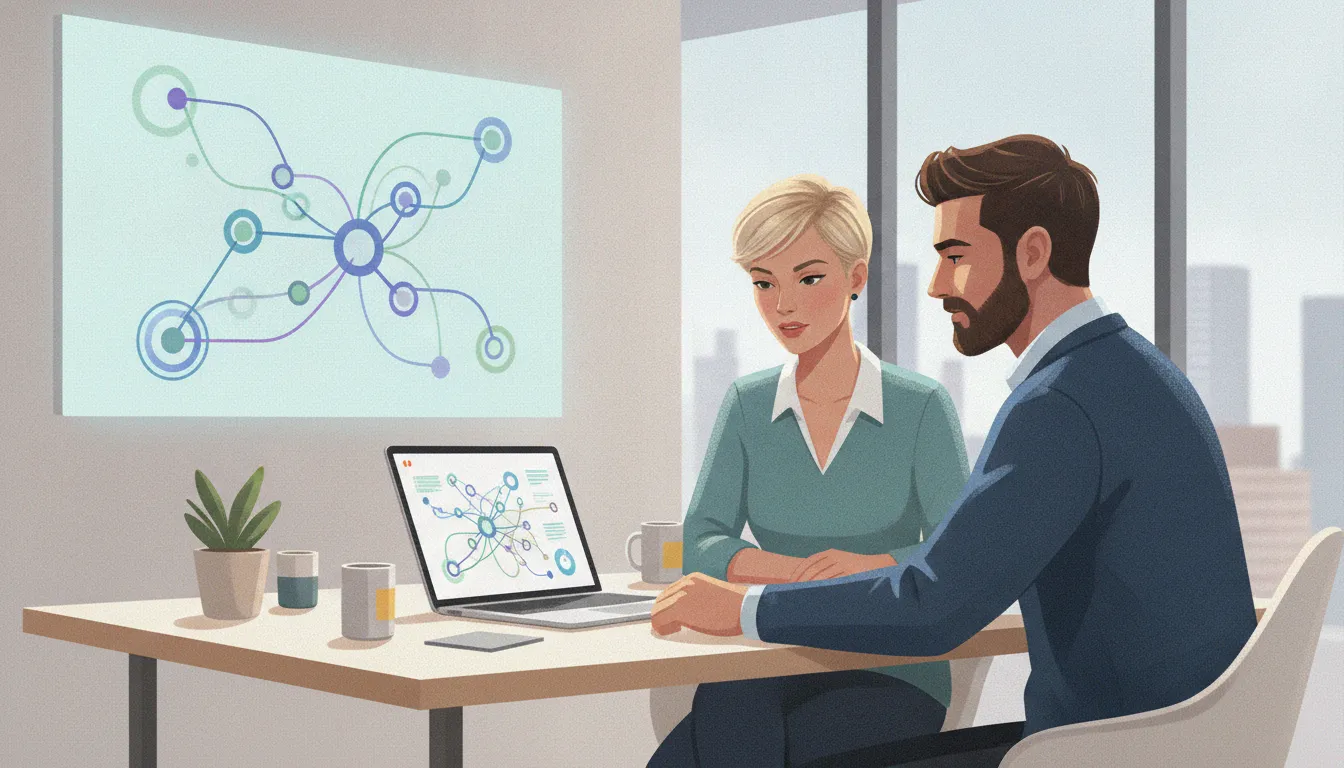 Marketing team reviewing AI-driven outreach campaign results in a modern office