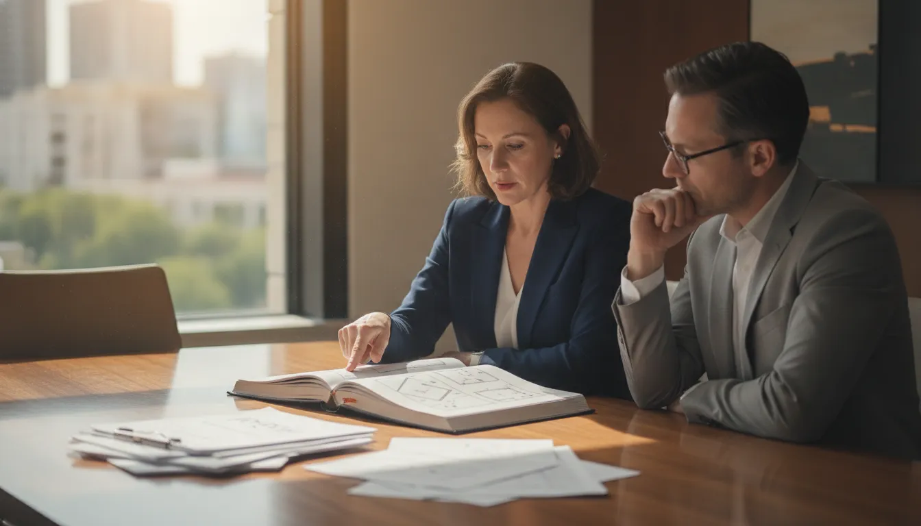 Investor and CPA reviewing property portfolio records to prepare for a tax strategy consultation