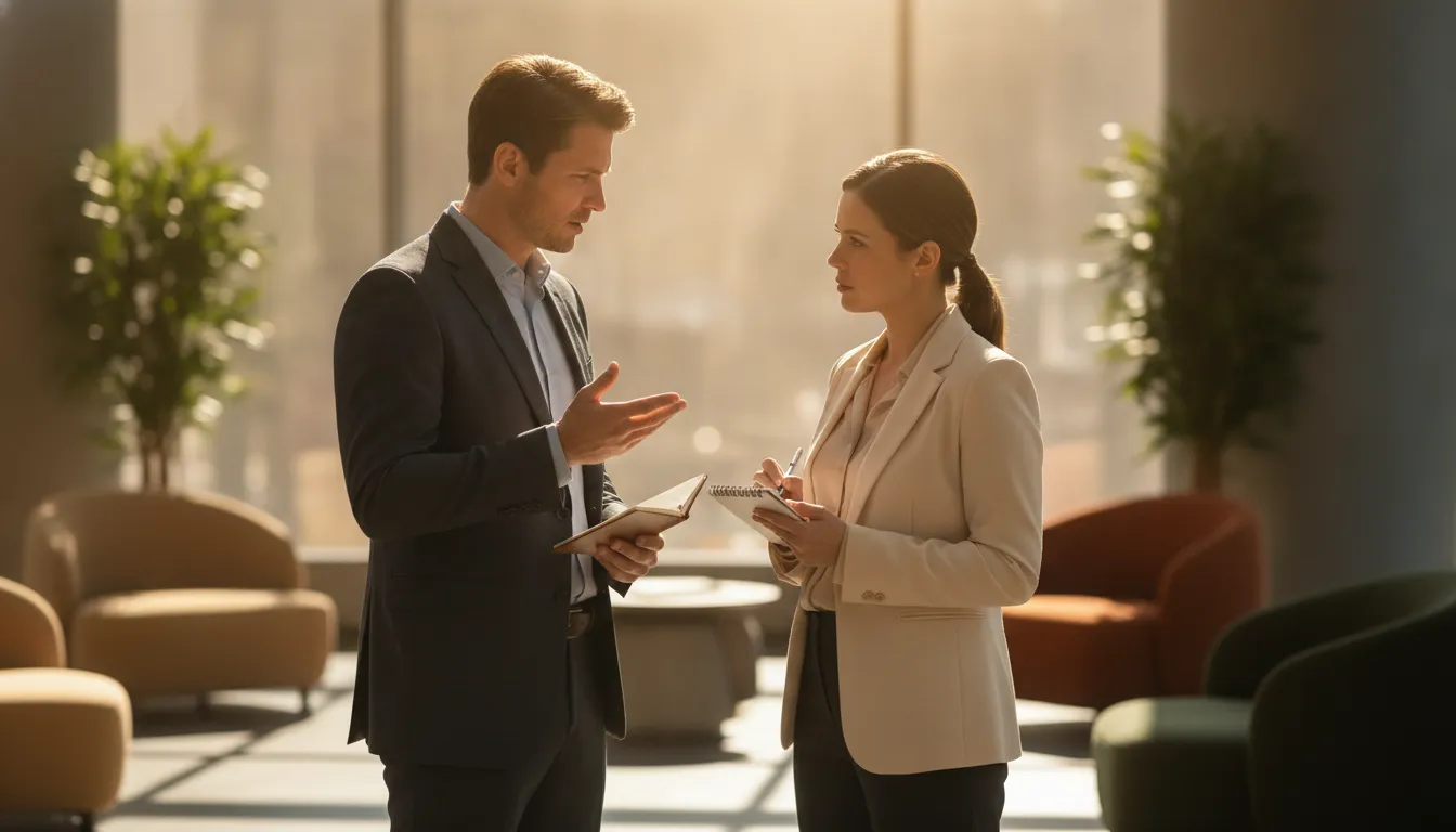 Real estate investor and CPA advisor discussing proactive tax strategy in a modern office