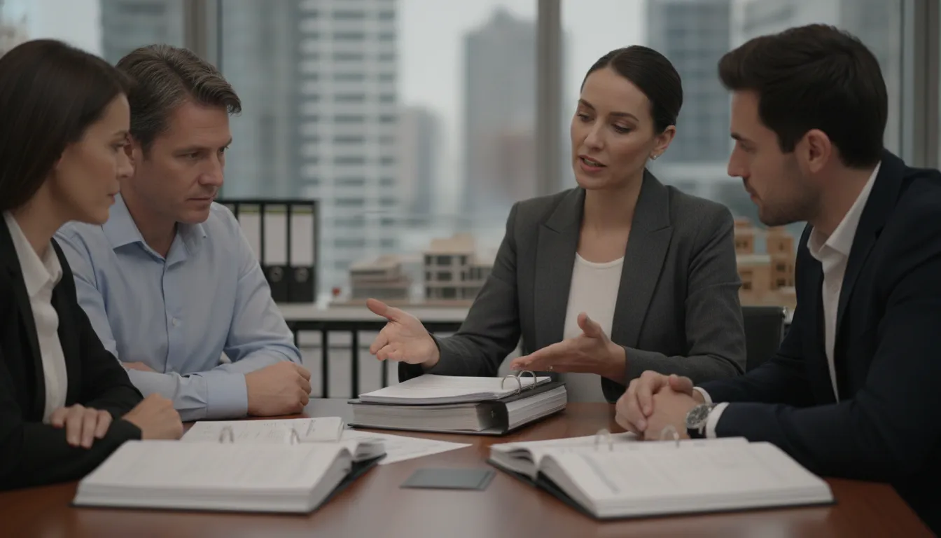 Professional CPA reviewing financial audits and tax documents for real estate investors