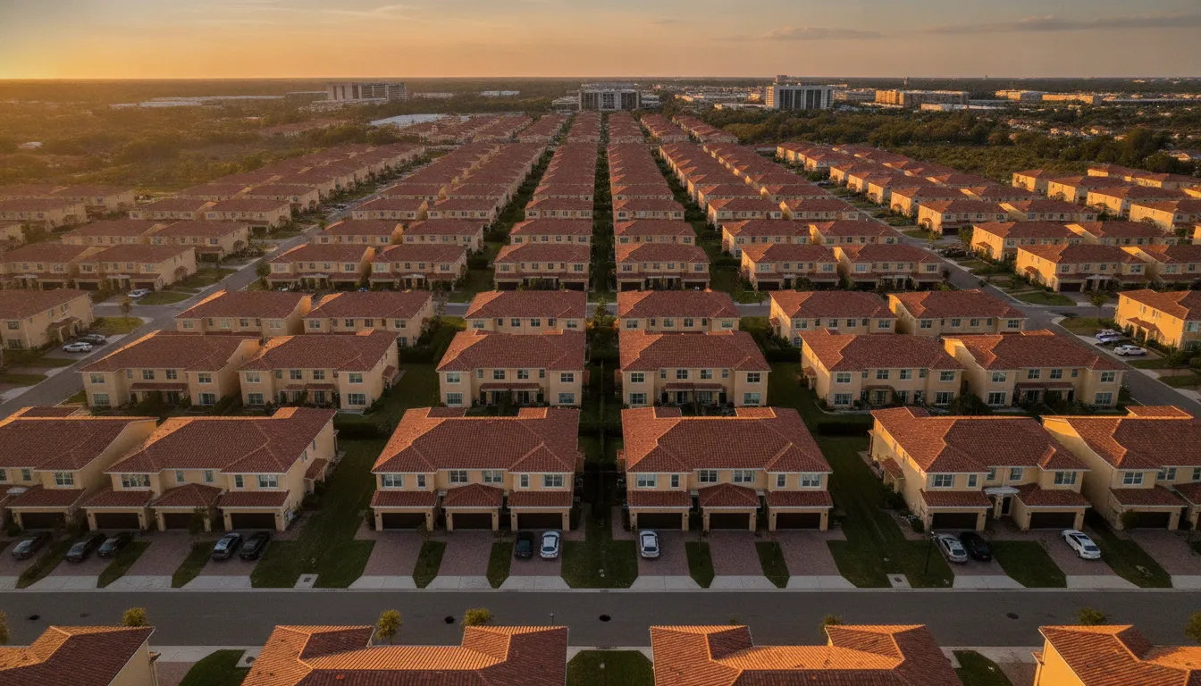 Aerial view of residential properties in a real estate portfolio