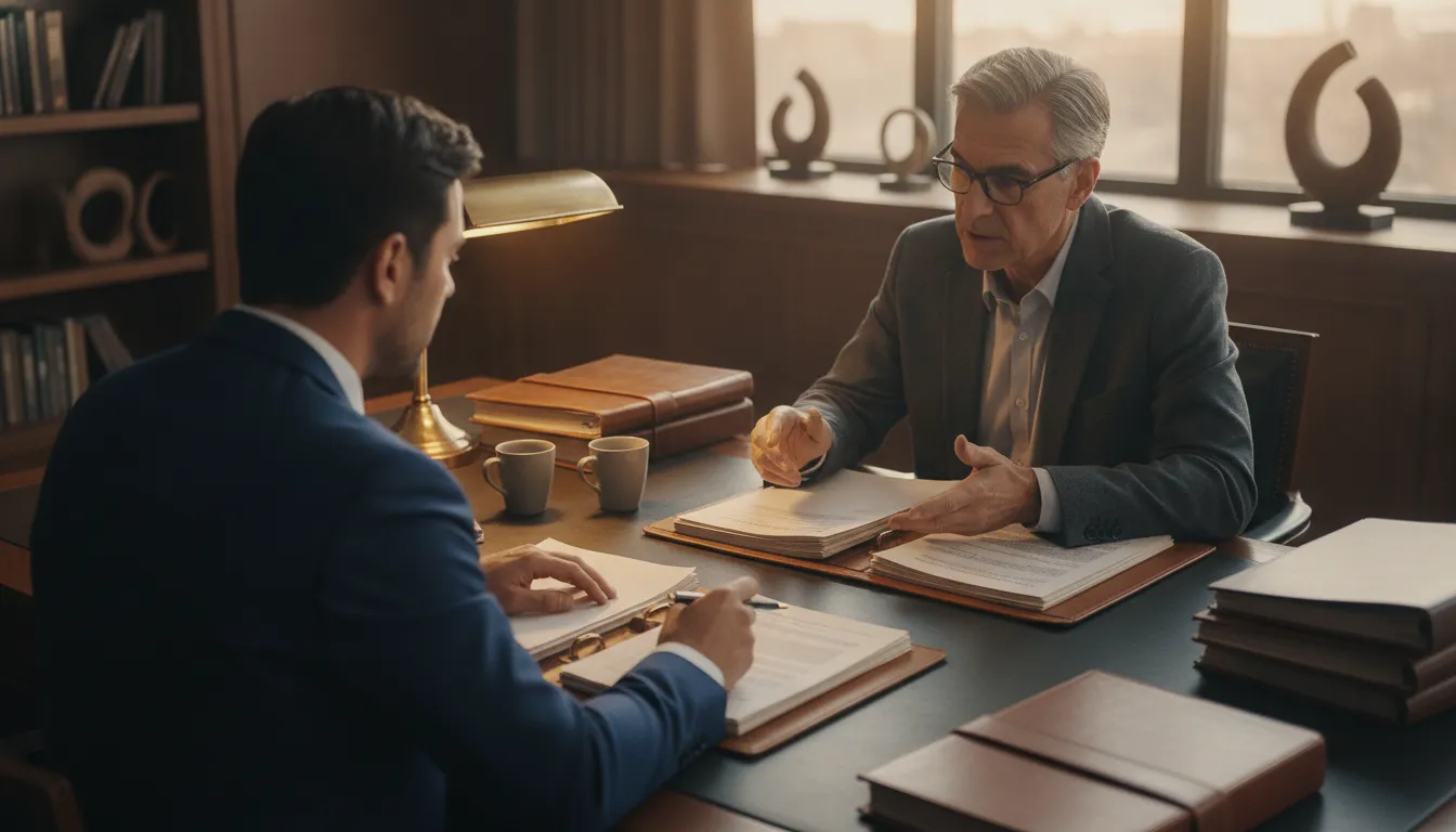 Real estate investor reviewing portfolio finances with an advisor