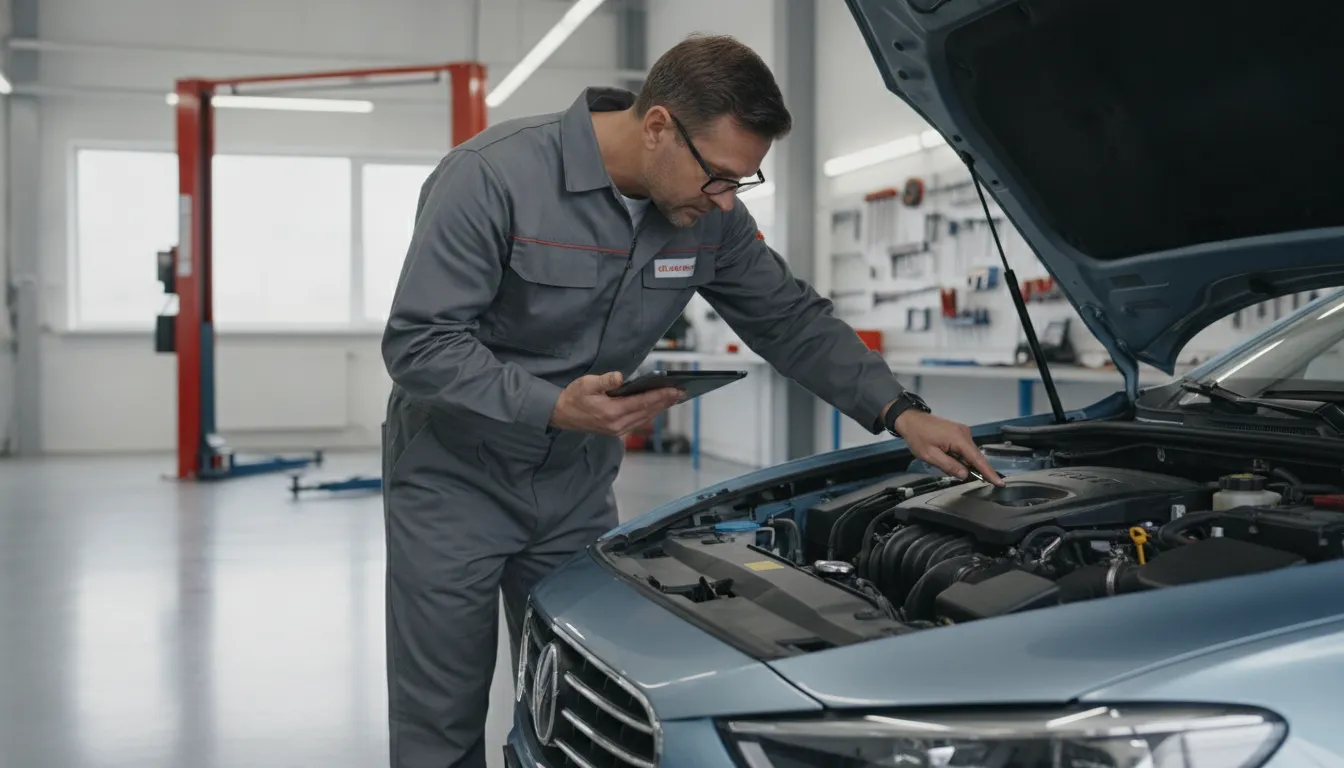 A professional vehicle appraiser conducting an inspection on a vehicle in Georgia to determine exact diminished value