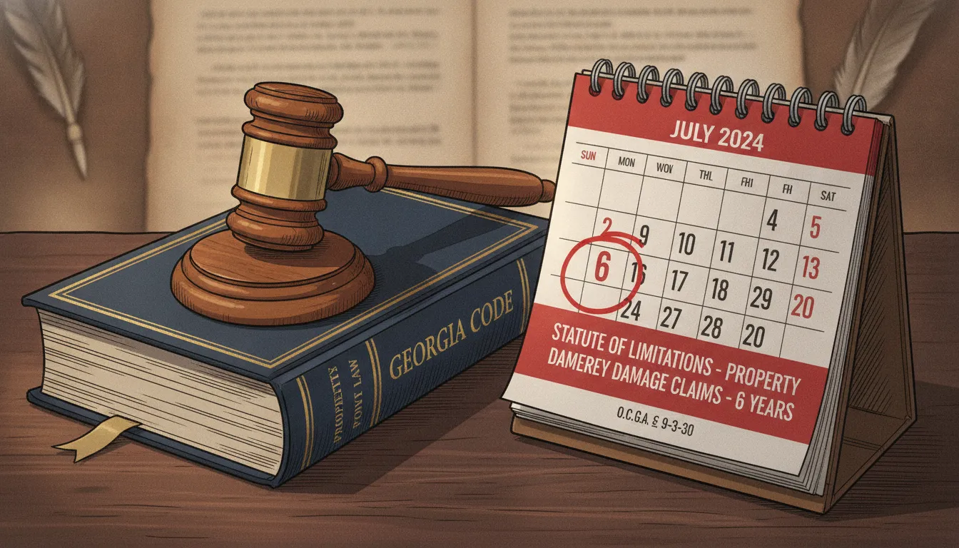 Legal documentation showing Georgia's six-year statute of limitations for property damage claims