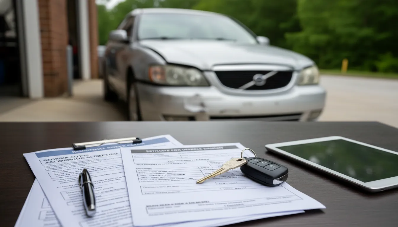 Third party diminished value claim paperwork and repair estimate for a Georgia vehicle