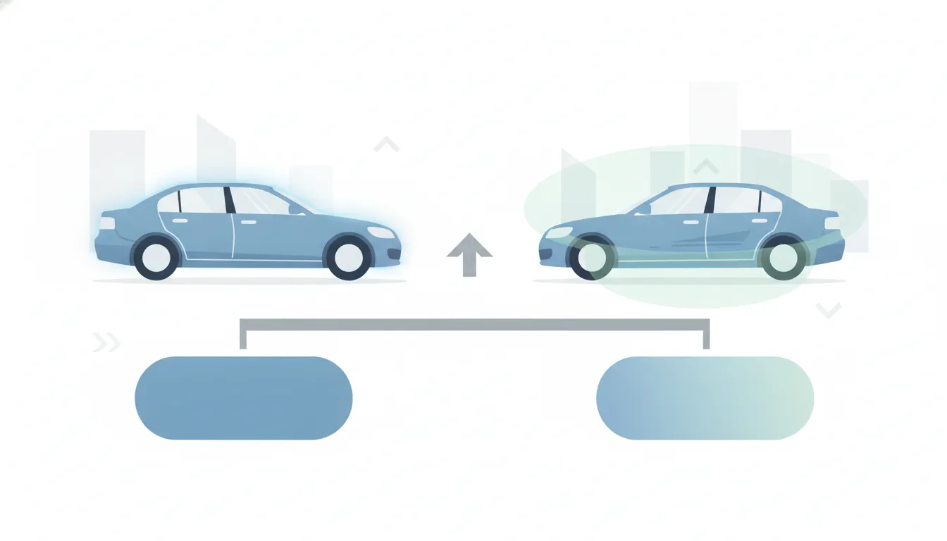 Market value comparison between a vehicle before an accident and a repaired vehicle after its accident history timeline