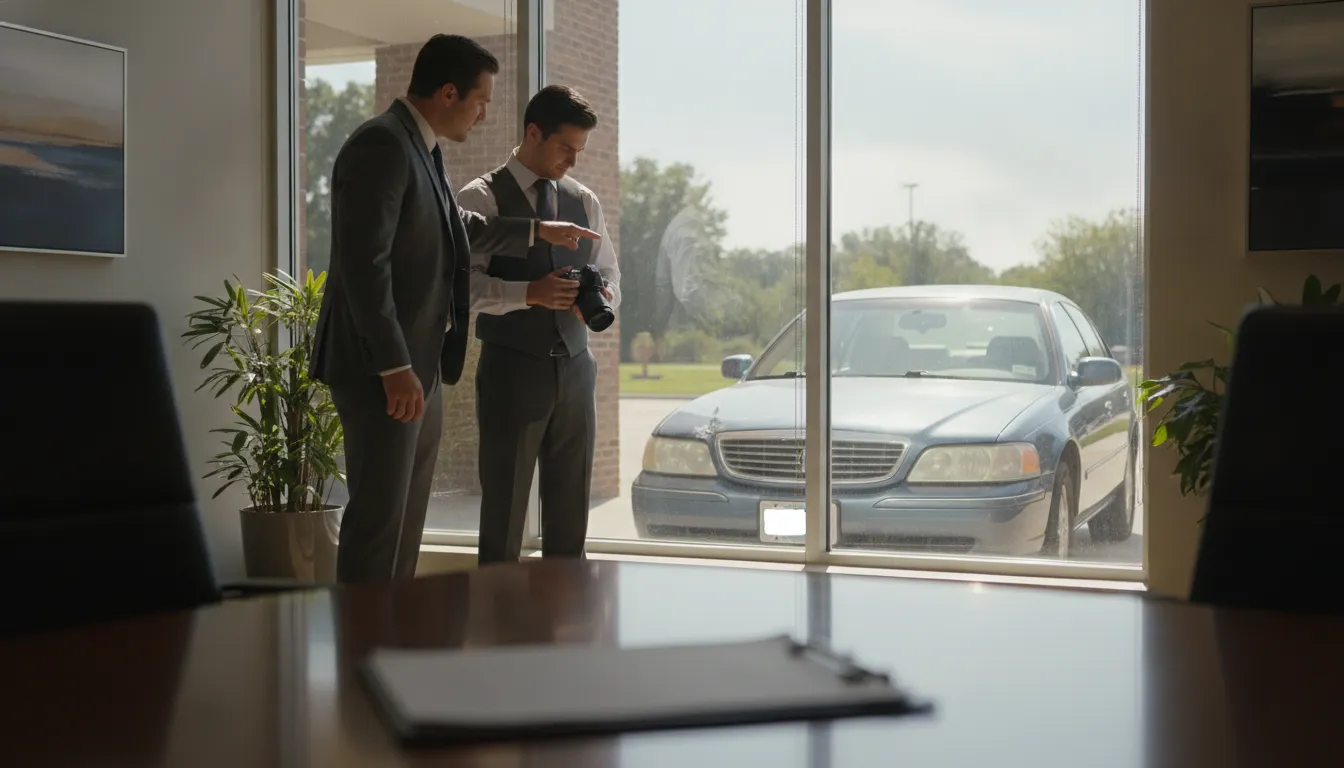 Attorney and vehicle valuation specialist discussing a Georgia total loss appraisal
