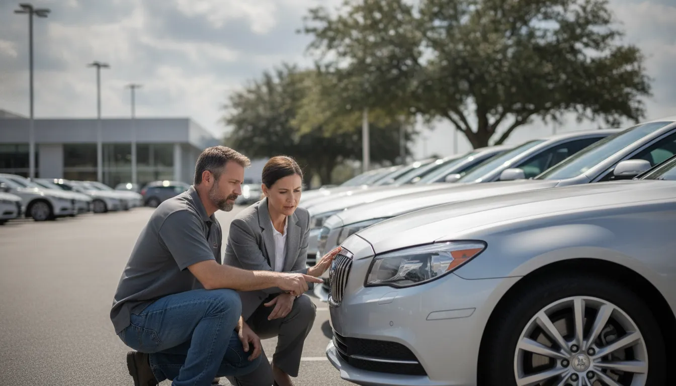 Georgia car owner comparing vehicle condition during a total loss valuation review