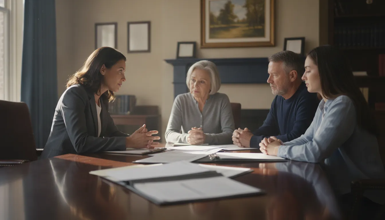 Family discussing fatal accident compensation with a Texas trial attorney