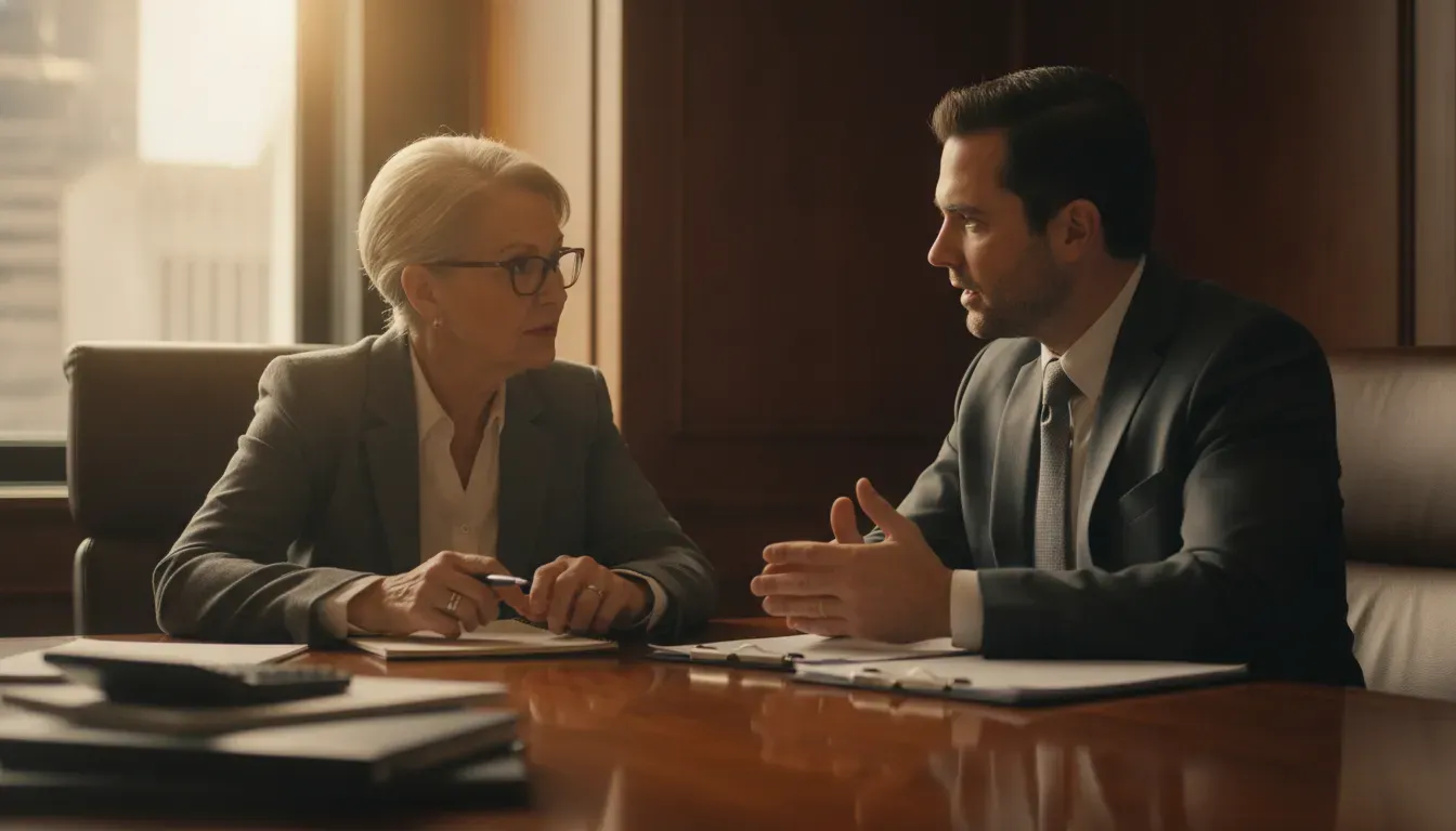 Texas business owner and attorney discussing a litigation budget and legal strategy