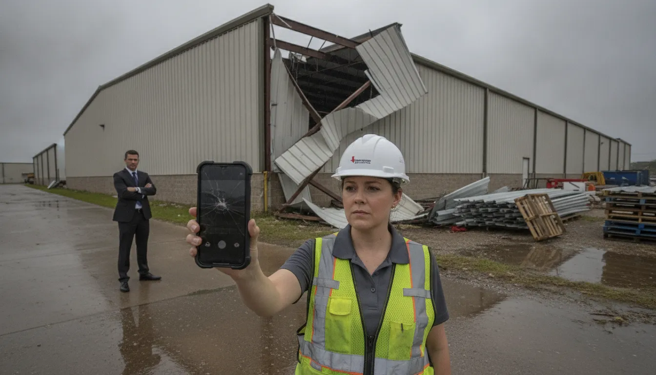 Texas property owner documenting commercial insurance claim damage