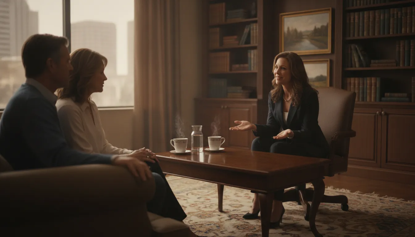 Family meeting with an attorney to discuss a wrongful-death case