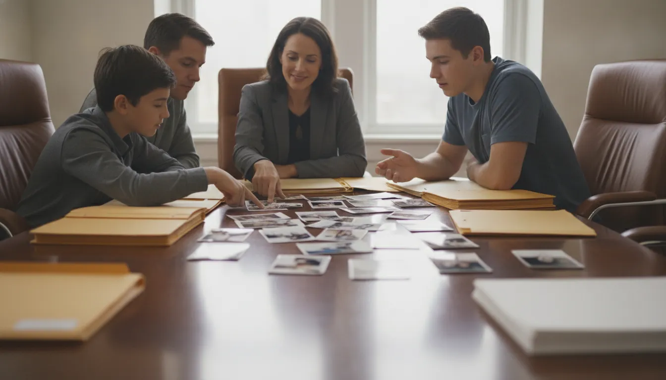 Family members organizing records and preserving evidence after a loss