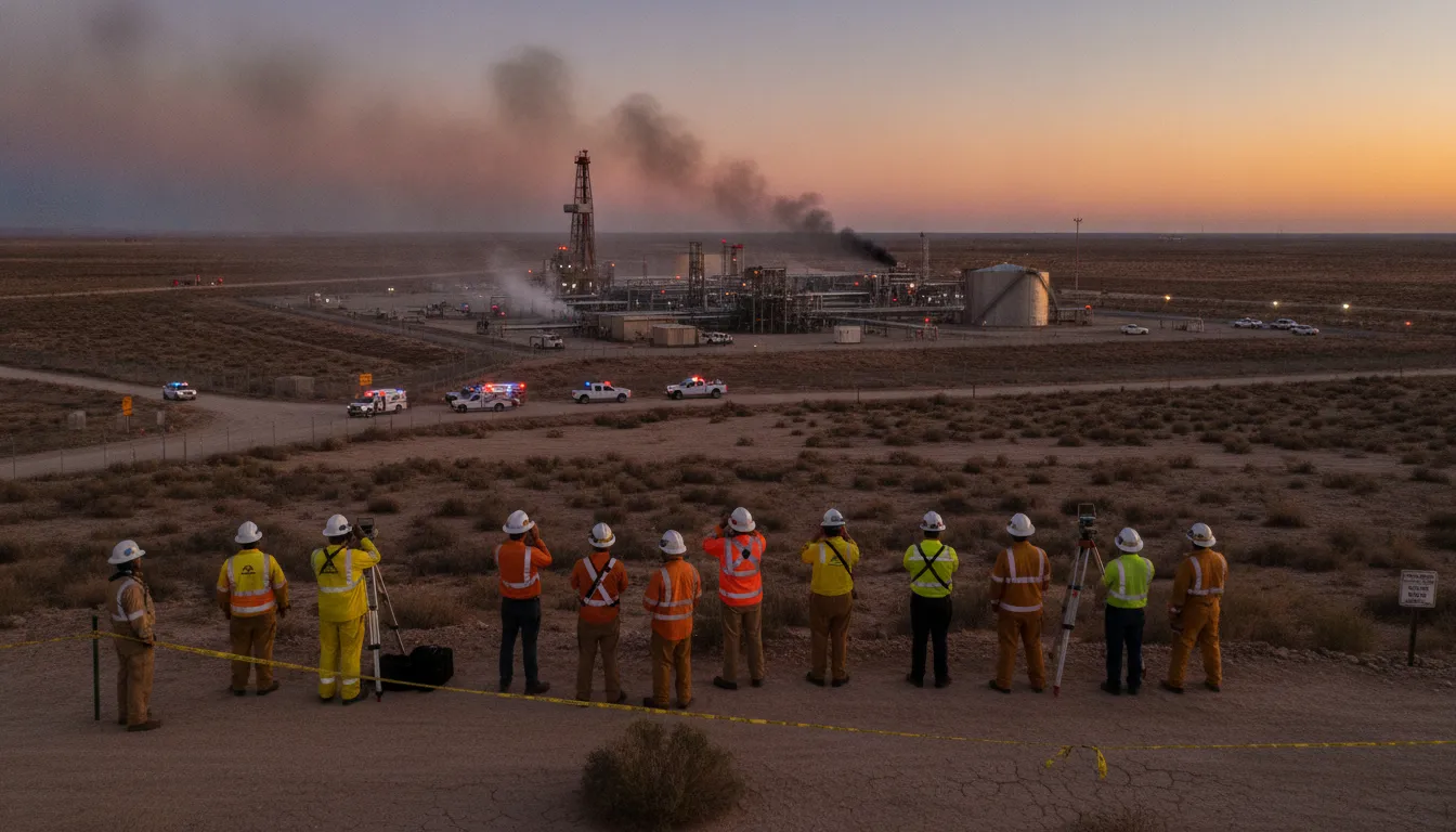 Oil rig explosion attorney Texas reviewing an oilfield worksite and safety evidence