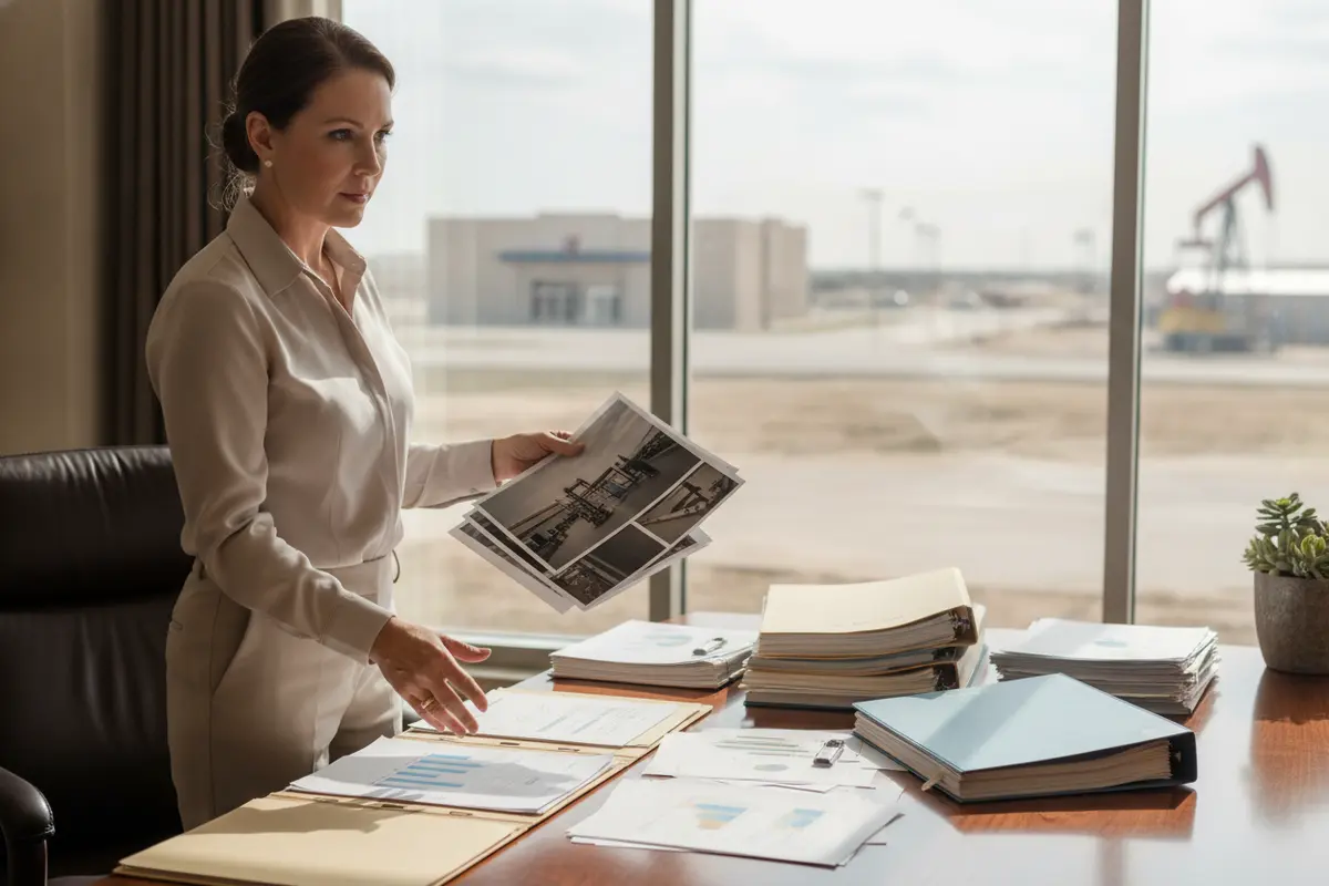 Organized business interruption claim records including financial statements, invoices, and insurance correspondence