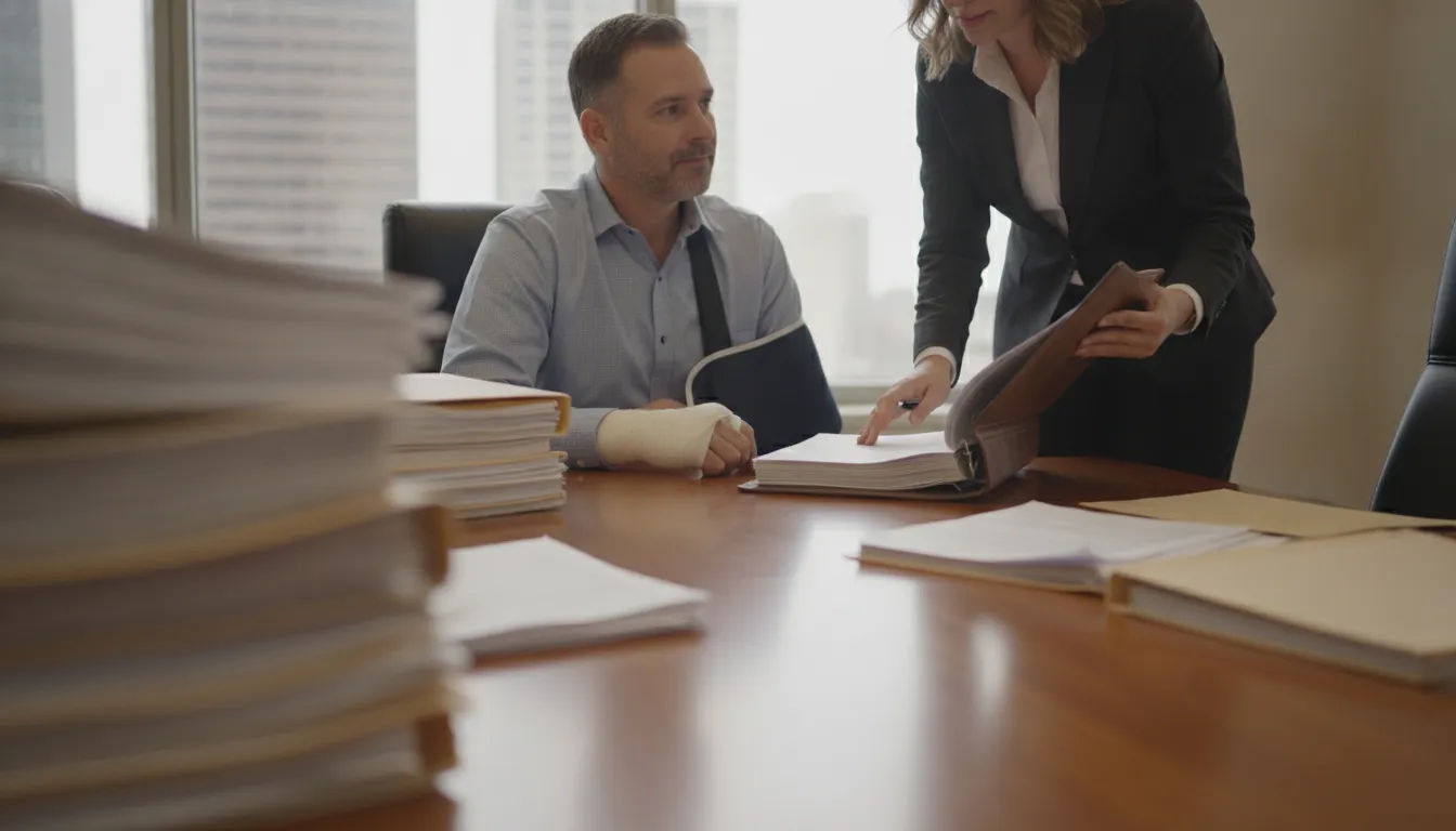 Injured client organizing evidence for a professional negligence claim