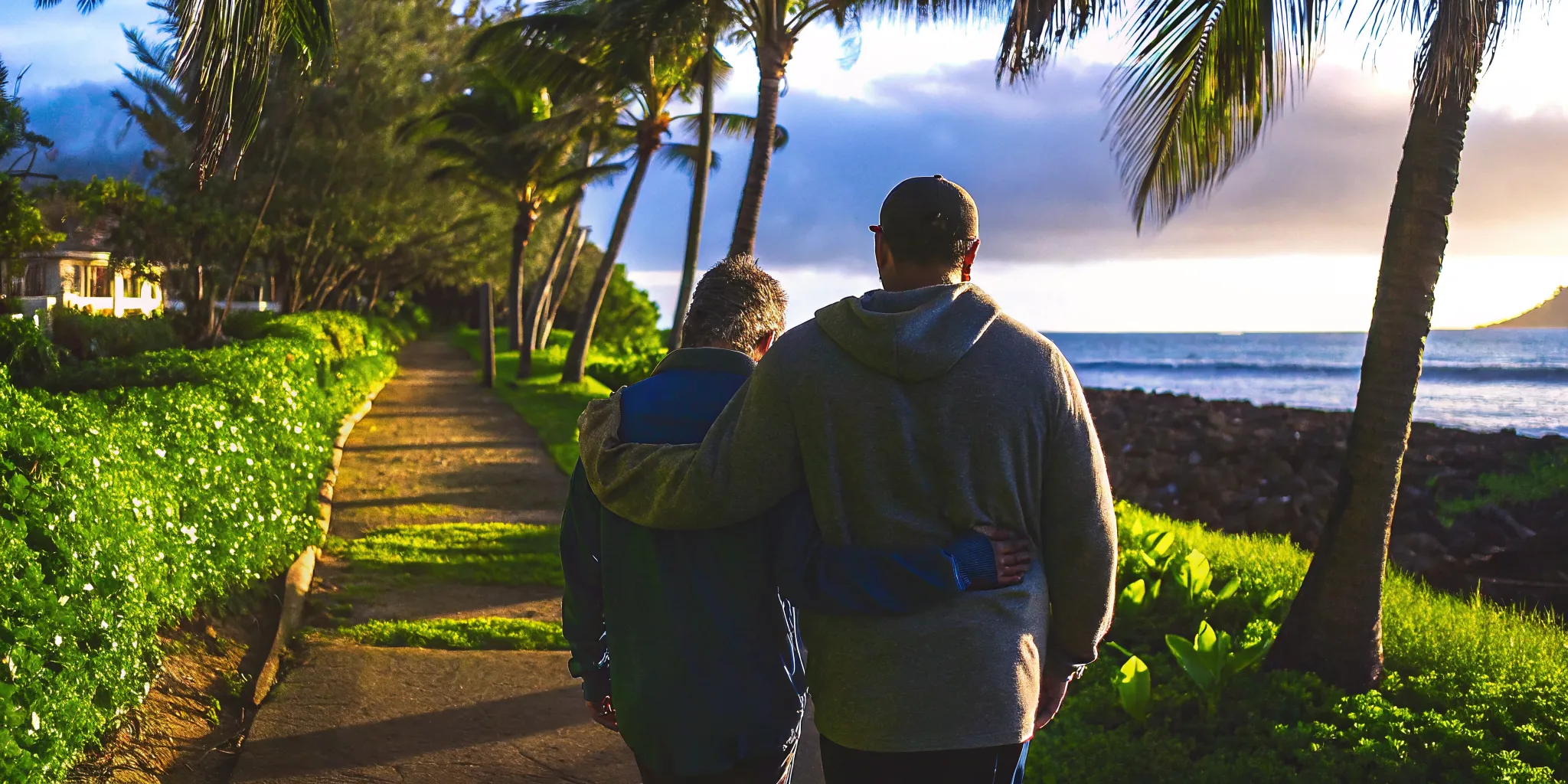 Two people reconnecting with support after a lapse or relapse