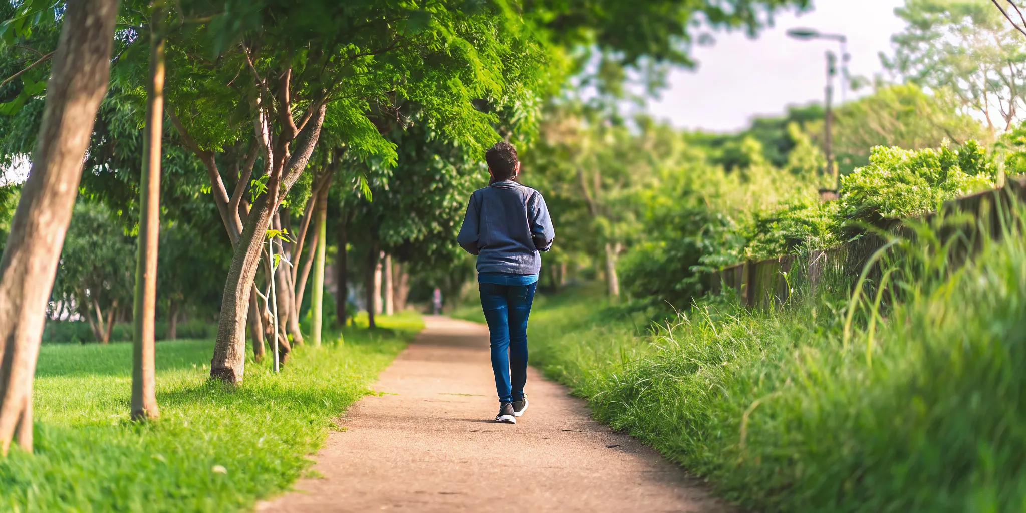 A person walking forward on a sunlit path during the healing journey