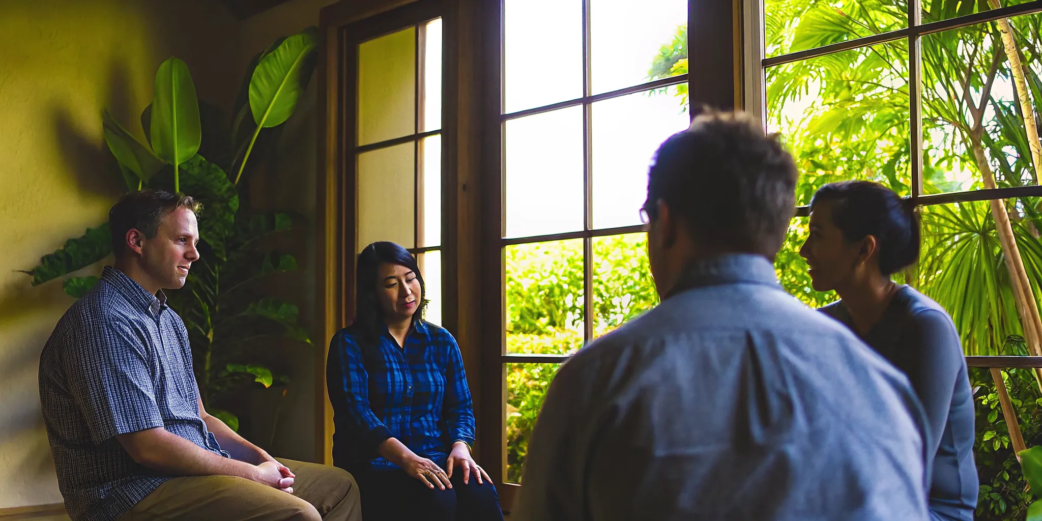 Supportive outpatient recovery group meeting