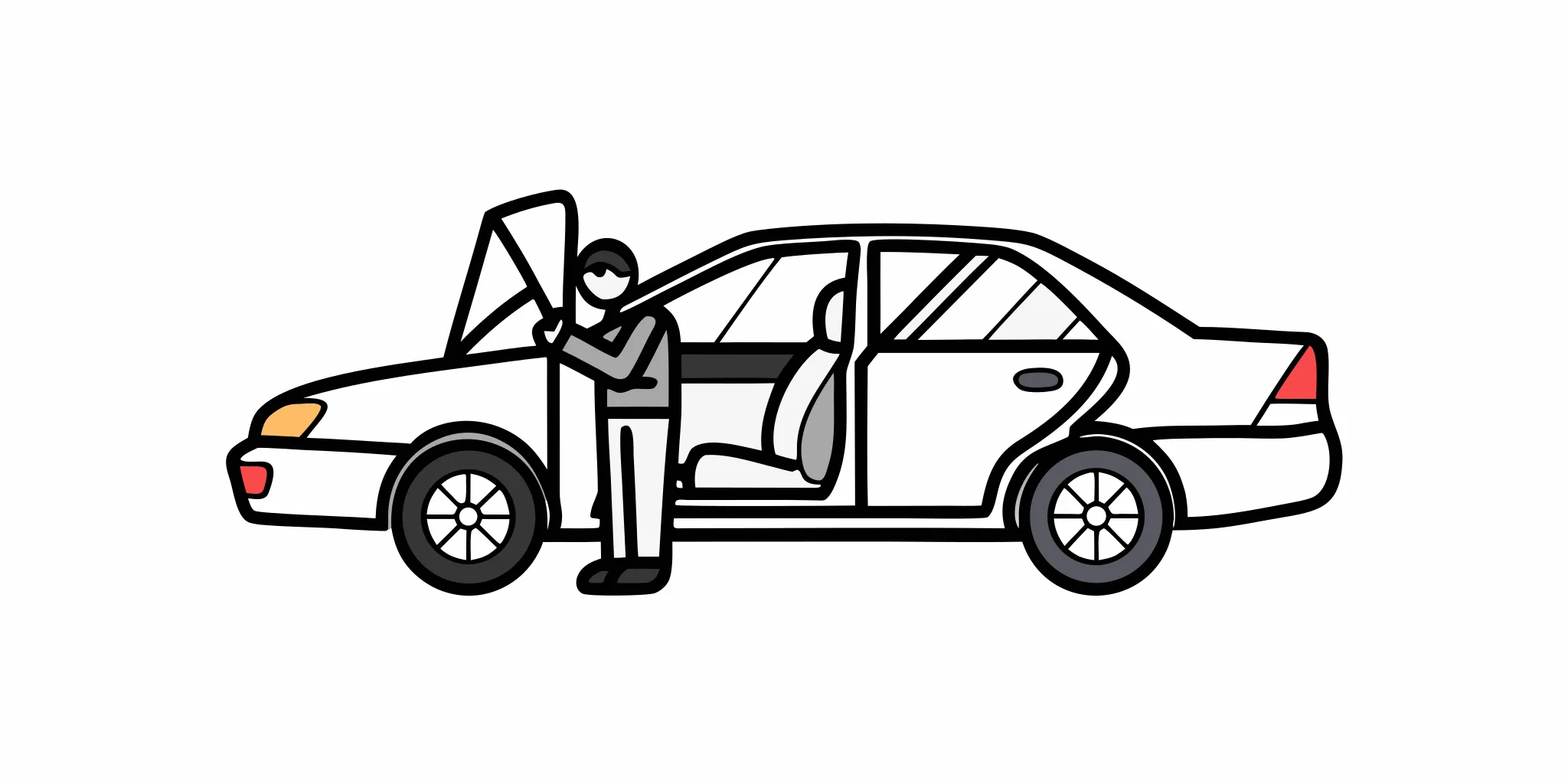 Vehicle appraiser inspecting a repaired sedan for a diminished value claim in Florida
