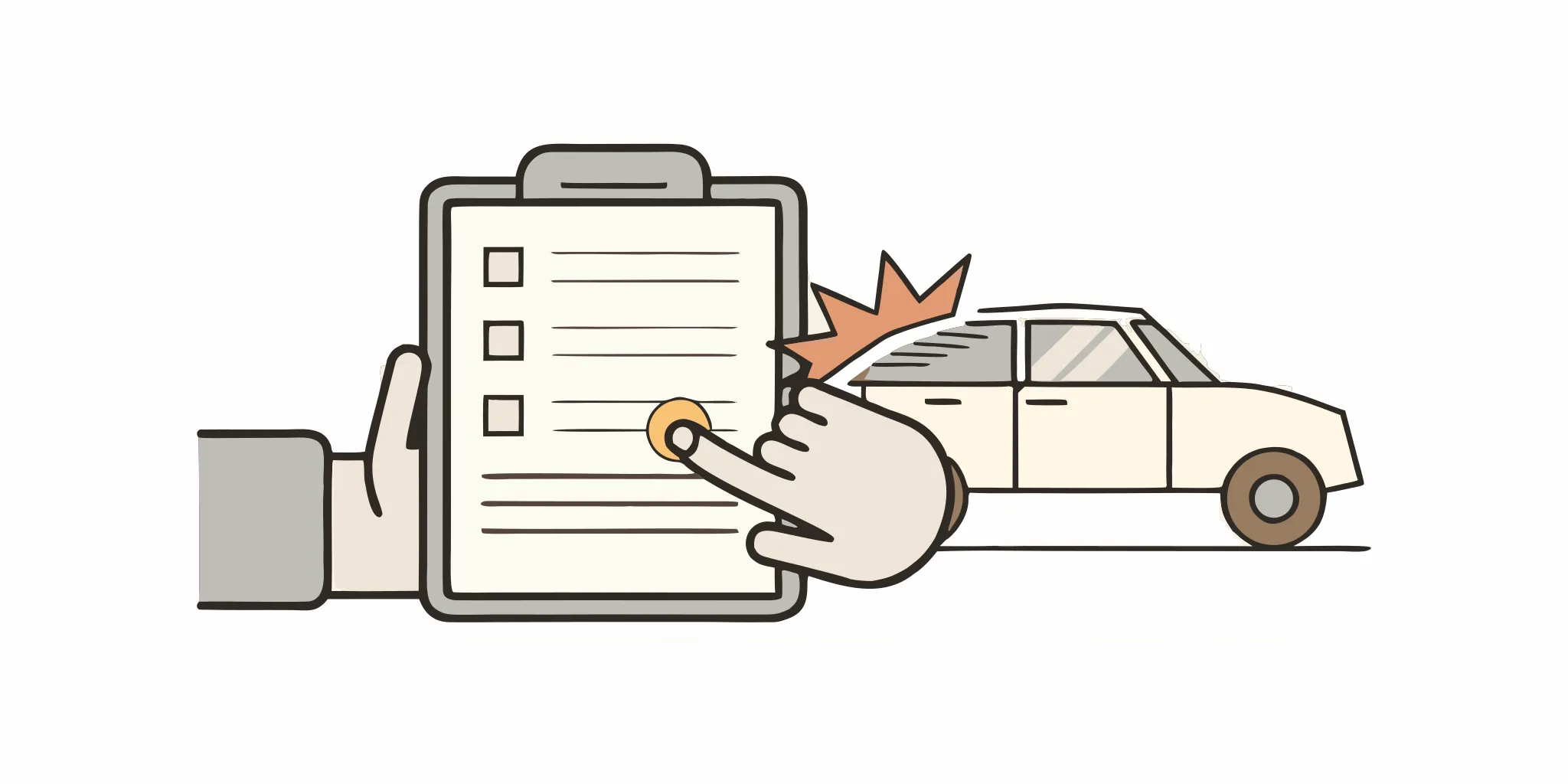 Driver documenting vehicle damage for a Florida insurance claim