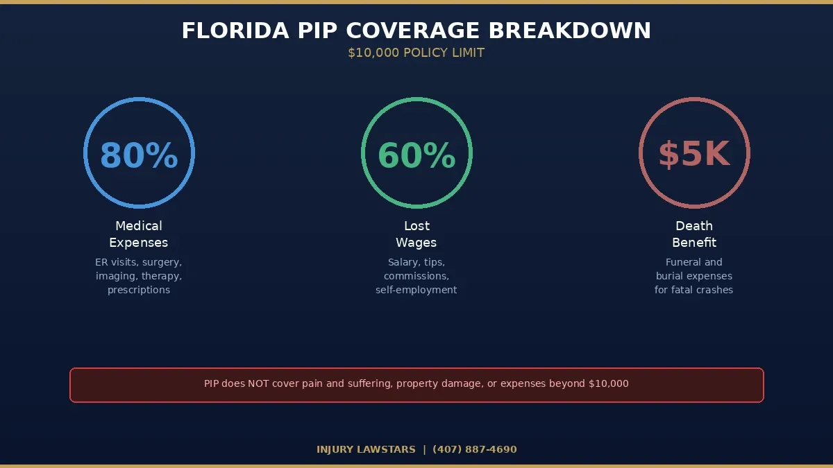 Florida PIP coverage chart showing medical bills and lost wages after an accident