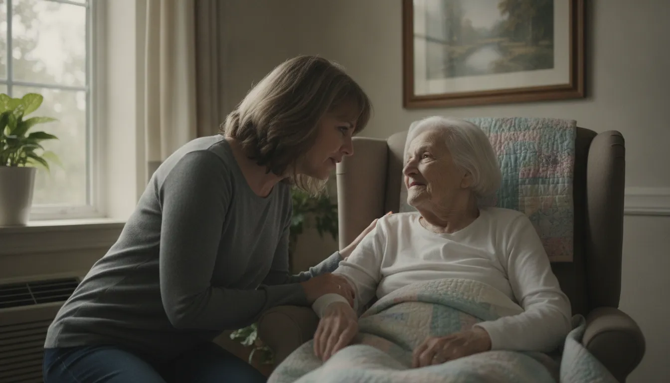 Family member having a private conversation about nursing home abuse warning signs