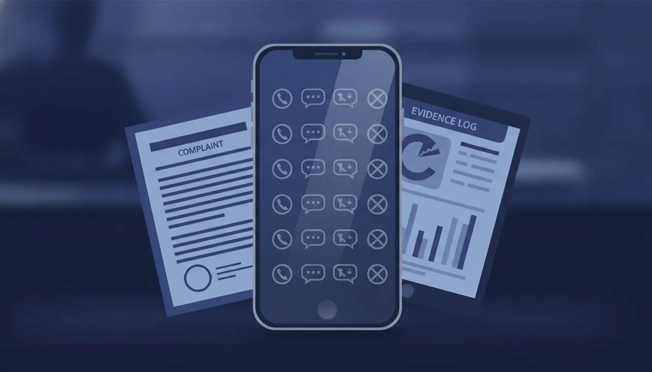 Evidence log documenting unwanted calls and texts under the TCPA