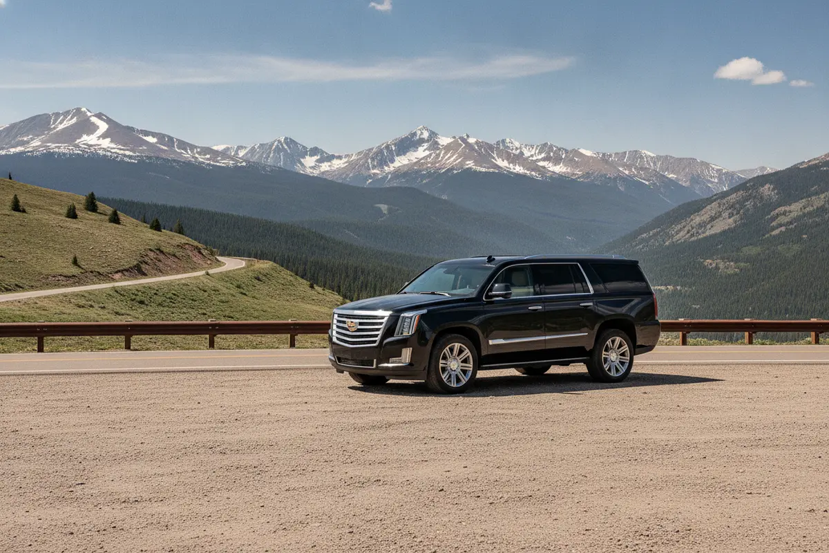 A luxury SUV ready for a Colorado mountain trip with room for travelers and luggage