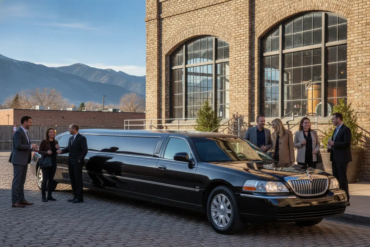 Avi Limo stretch limousine prepared for a Denver distillery tour