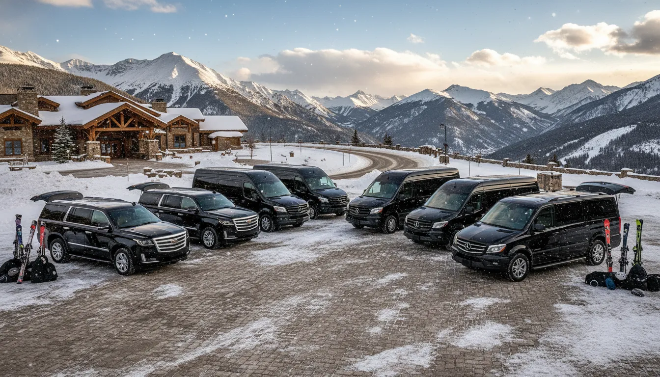 Private vehicle options for a Denver to Beaver Creek limo service with ski luggage