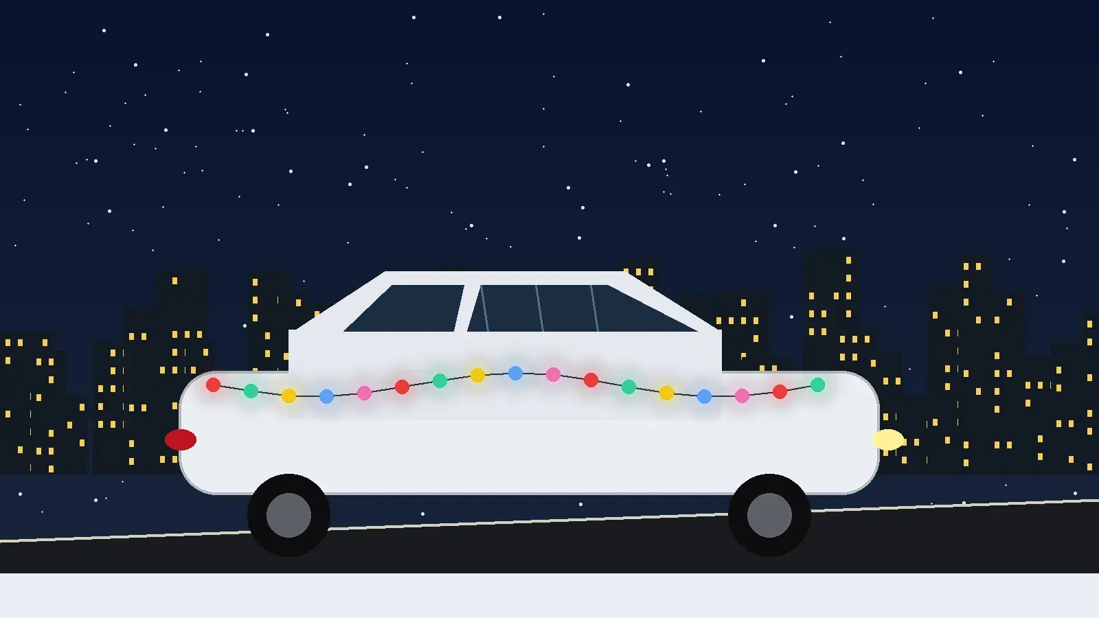Christmas light tour limo in Denver with holiday decorations