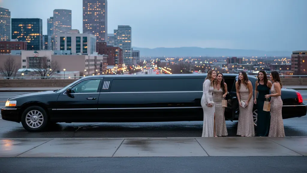 Denver bachelorette party limo preparing for an evening group pickup downtown