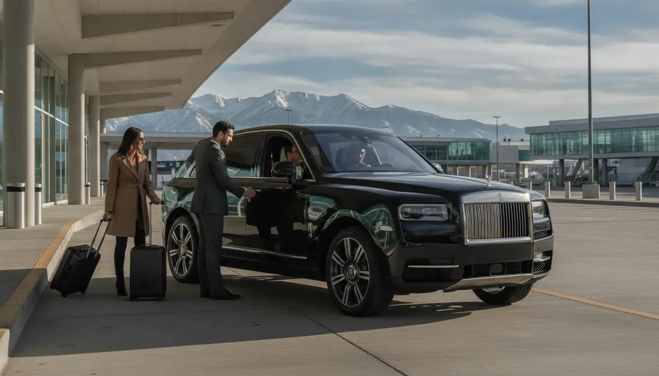 Luxury SUV and luggage prepared for DIA to Colorado Springs car service