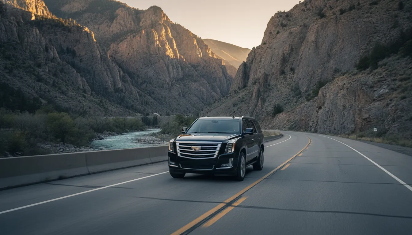 Luxury SUV on the Denver to Glenwood Springs mountain route