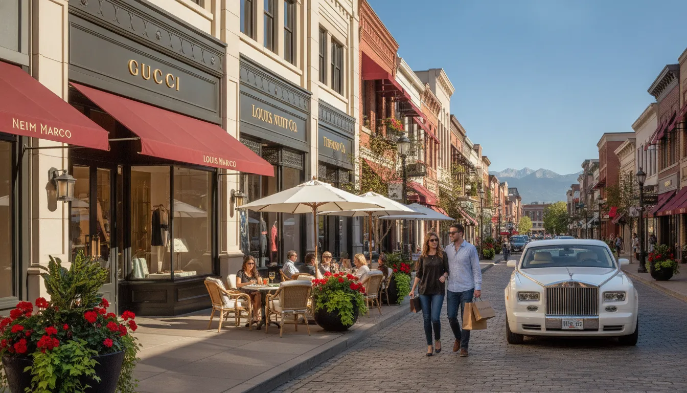 Upscale shopping and fine dining area in Cherry Creek Denver