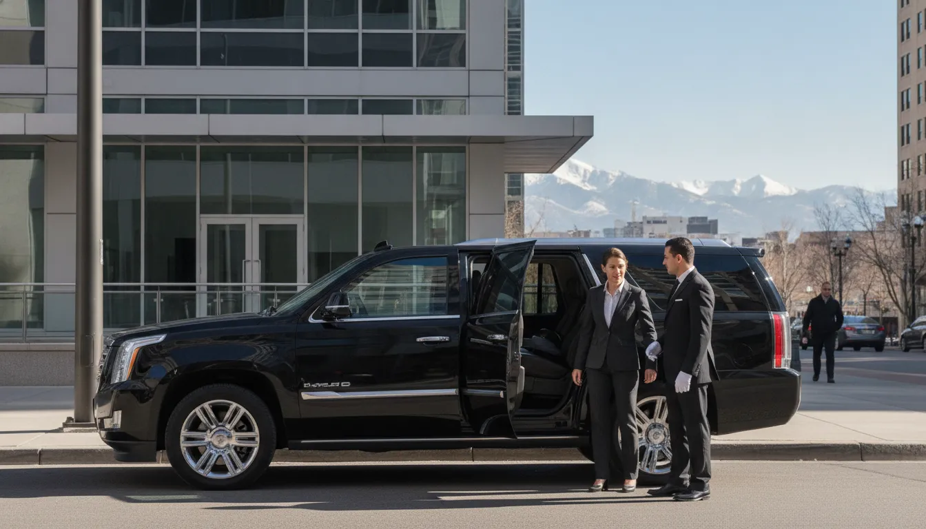 Luxury SUV arriving for a Denver executive roadshow
