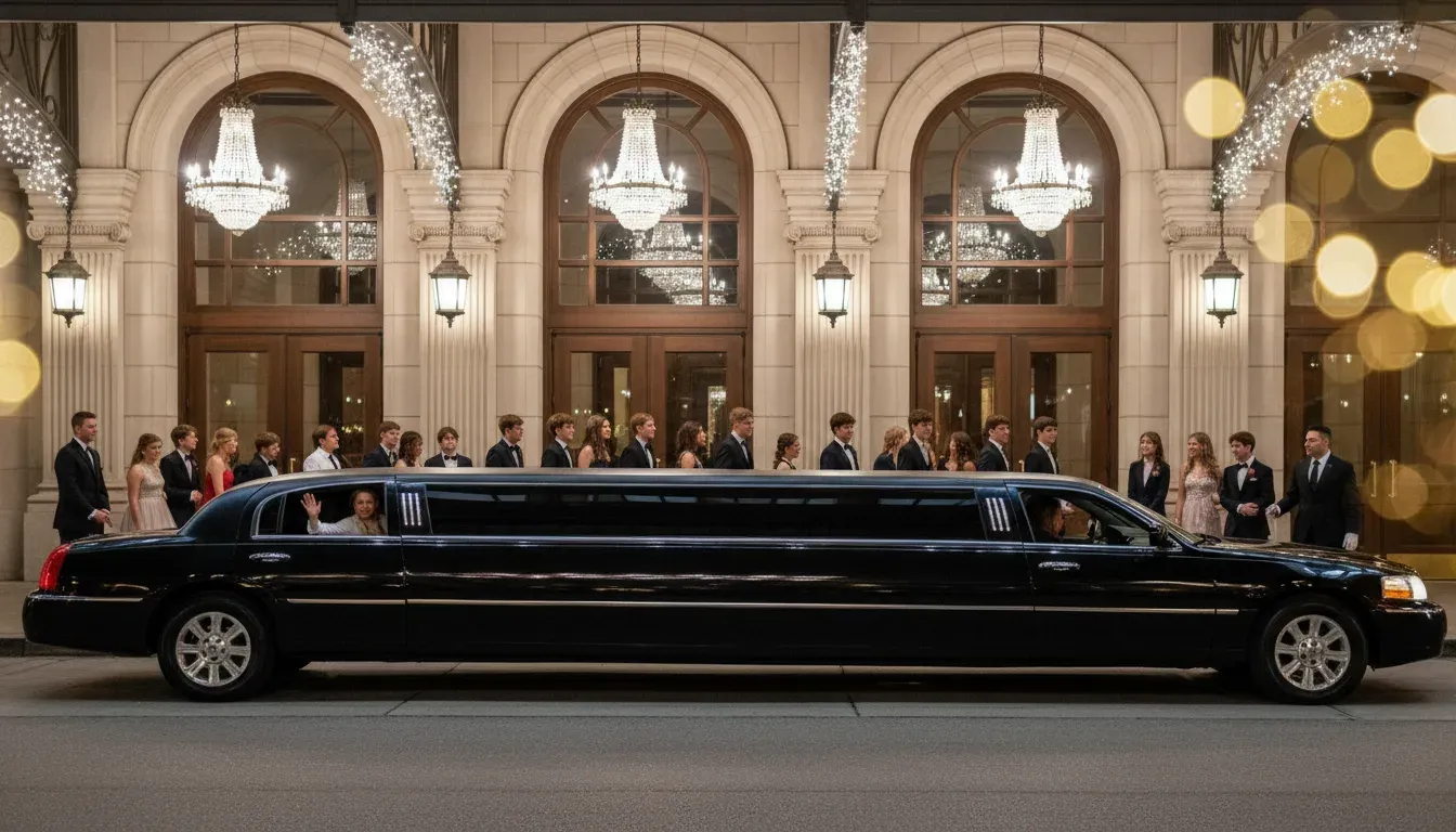 Luxury black stretch limousine for prom limo Denver 2026 service