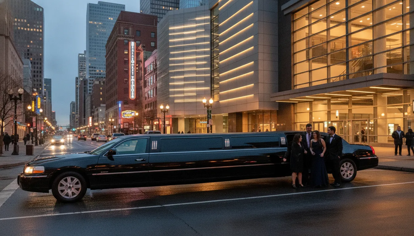 Stretch limousine ready for a Denver theater district night out