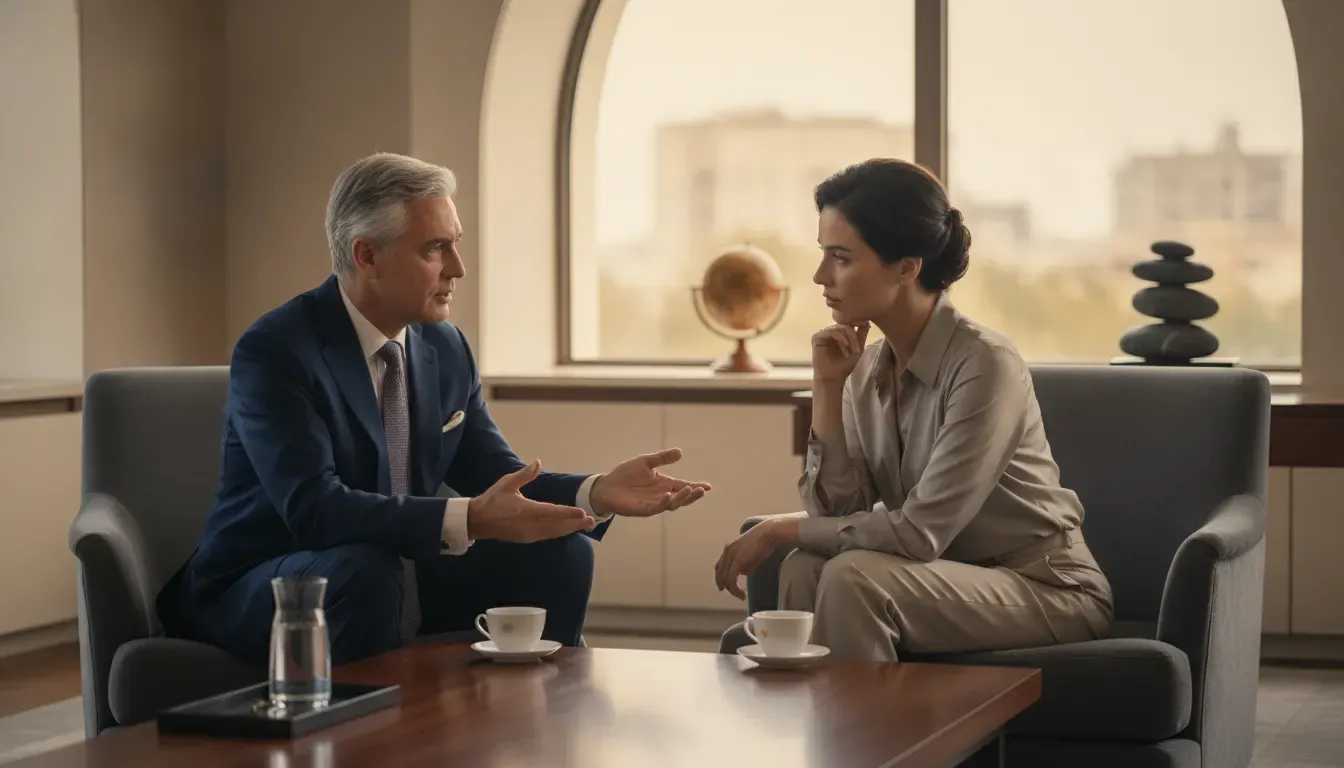 Investment advisor reviewing equity allocation and risk with a client